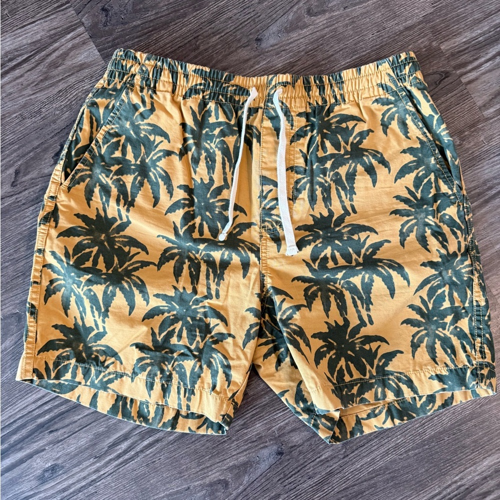 J. Crew Yellow and Green Palm Print  Shorts